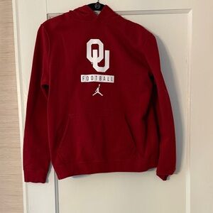 Nike OU Football Red Hoodie with White Logo